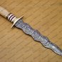 Beautiful Custom Handmade Damascus Steel Dagger Knife with Leather Sheath