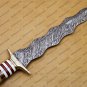 Beautiful Custom Handmade Damascus Steel Dagger Knife with Leather Sheath