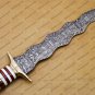 Beautiful Custom Handmade Damascus Steel Dagger Knife with Leather Sheath