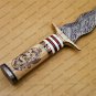 Beautiful Custom Handmade Damascus Steel Dagger Knife with Leather Sheath