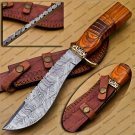 Custom Damascus Hunting Bowie Knife Fixed Blade Gift for Men, Handmade Gift + Cover