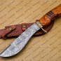 Custom Damascus Hunting Bowie Knife Fixed Blade Gift for Men, Handmade Gift + Cover