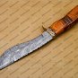 Custom Damascus Hunting Bowie Knife Fixed Blade Gift for Men, Handmade Gift + Cover