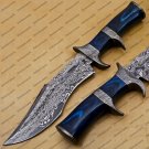 Custom Damascus Hunting Bowie Knife Fixed Blade Gift for Men, Handmade Gift + Cover