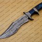 Custom Damascus Hunting Bowie Knife Fixed Blade Gift for Men, Handmade Gift + Cover