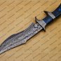 Custom Damascus Hunting Bowie Knife Fixed Blade Gift for Men, Handmade Gift + Cover