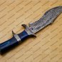 Custom Damascus Hunting Bowie Knife Fixed Blade Gift for Men, Handmade Gift + Cover