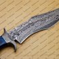 Custom Damascus Hunting Bowie Knife Fixed Blade Gift for Men, Handmade Gift + Cover