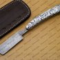 Personalized Damascus Folding Pocket Custom Blade Straight Razor very sharp with leather sheath