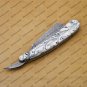Personalized Damascus Folding Pocket Custom Blade Straight Razor very sharp with leather sheath