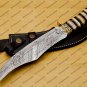 Custom Damascus Hunting Bowie Knife Fixed Blade Gift for Men, Handmade Gift + Cover