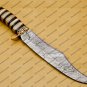 Custom Damascus Hunting Bowie Knife Fixed Blade Gift for Men, Handmade Gift + Cover