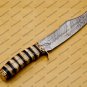 Custom Damascus Hunting Bowie Knife Fixed Blade Gift for Men, Handmade Gift + Cover