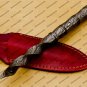 Custom Forged Hunter Damascus Steel Tri Dagger Hand Forged Twisted Pattern Kris Dagger With Cover