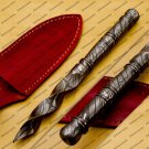 Custom Forged Hunter Damascus Steel Tri Dagger Hand Forged Twisted Pattern Kris Dagger With Cover