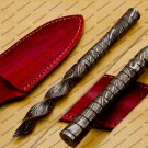 Custom Forged Hunter Damascus Steel Tri Dagger Hand Forged Twisted Pattern Kris Dagger With Cover