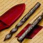 Custom Forged Hunter Damascus Steel Tri Dagger Hand Forged Twisted Pattern Kris Dagger With Cover