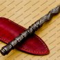 Custom Forged Hunter Damascus Steel Tri Dagger Hand Forged Twisted Pattern Kris Dagger With Cover