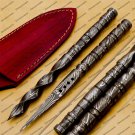 Custom Forged Hunter Damascus Steel Tri Dagger Hand Forged Twisted Pattern Kris Dagger With Cover