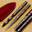 Custom Forged Hunter Damascus Steel Tri Dagger Hand Forged Twisted Pattern Kris Dagger With Cover