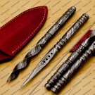 Custom Forged Hunter Damascus Steel Tri Dagger Hand Forged Twisted Pattern Kris Dagger With Cover