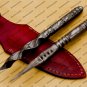 Custom Forged Hunter Damascus Steel Tri Dagger Hand Forged Twisted Pattern Kris Dagger With Cover