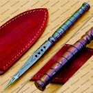 Custom Forged Hunter Damascus Steel Tri Dagger Hand Forged Twisted Pattern Kris Dagger With Cover