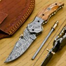 Custom Made Damascus Steel Folding Pocket Knife Best Gift for him groomsmen knives Fold knife