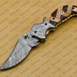 Custom Made Damascus Steel Folding Pocket Knife Best Gift for him groomsmen knives Fold knife