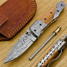 Custom Made Damascus Steel Folding Pocket Knife Best Gift for him groomsmen knives Fold knife