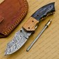 Custom Made Damascus Steel Folding Pocket Knife Best Gift for him groomsmen knives Fold knife