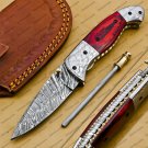 Custom Made Damascus Steel Folding Pocket Knife Best Gift for him groomsmen knives Fold knife