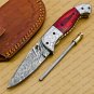 Custom Made Damascus Steel Folding Pocket Knife Best Gift for him groomsmen knives Fold knife