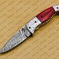 Custom Made Damascus Steel Folding Pocket Knife Best Gift for him groomsmen knives Fold knife