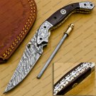 Custom Made Damascus Steel Folding Pocket Knife Best Gift for him groomsmen knives Fold knife