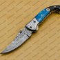 Custom Made Damascus Steel Folding Pocket Knife Best Gift for him groomsmen knives Fold knife