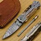 Custom Made Damascus Steel Folding Pocket Knife Best Gift for him groomsmen knives Fold knife