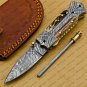 Custom Made Damascus Steel Folding Pocket Knife Best Gift for him groomsmen knives Fold knife