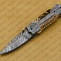Custom Made Damascus Steel Folding Pocket Knife Best Gift for him groomsmen knives Fold knife