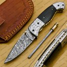 Custom Made Damascus Steel Folding Pocket Knife Best Gift for him groomsmen knives Fold knife