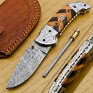 Custom Made Damascus Steel Folding Pocket Knife Best Gift for him groomsmen knives Fold knife