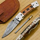 Custom Made Damascus Steel Folding Pocket Knife Best Gift for him groomsmen knives Fold knife