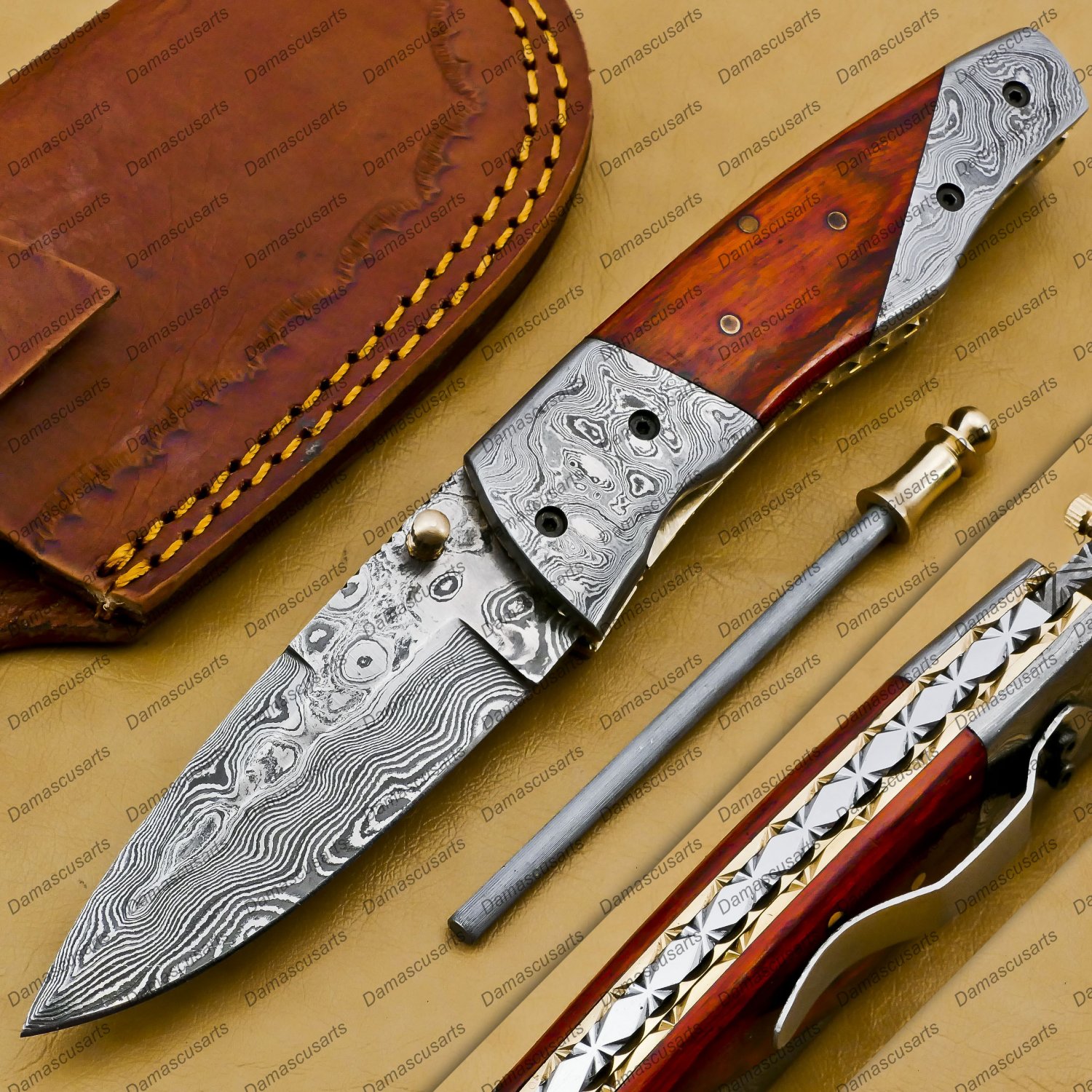 Custom Made Damascus Steel Folding Pocket Knife Best Gift for him groomsmen knives Fold knife