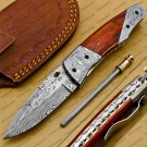 Custom Made Damascus Steel Folding Pocket Knife Best Gift for him groomsmen knives Fold knife