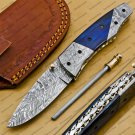 Custom Made Damascus Steel Folding Pocket Knife Best Gift for him groomsmen knives Fold knife