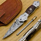Custom Made Damascus Steel Folding Pocket Knife Best Gift for him groomsmen knives Fold knife