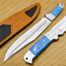 D2 Custom Steel Hunting Bowie Knife Fixed Blade, Gift for him, Father's day gift With Leather Sheath