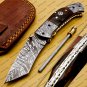 Custom Made Damascus Steel Folding Pocket Knife Best Gift for him groomsmen knives Fold knife