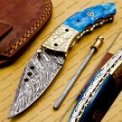 Custom Made Damascus Steel Folding Pocket Knife Best Gift for him groomsmen knives Fold knife