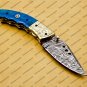 Custom Made Damascus Steel Folding Pocket Knife Best Gift for him groomsmen knives Fold knife